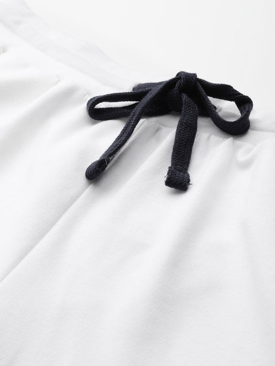 Womens White Cotton Lycra Smart Fit Solid Track Pants
