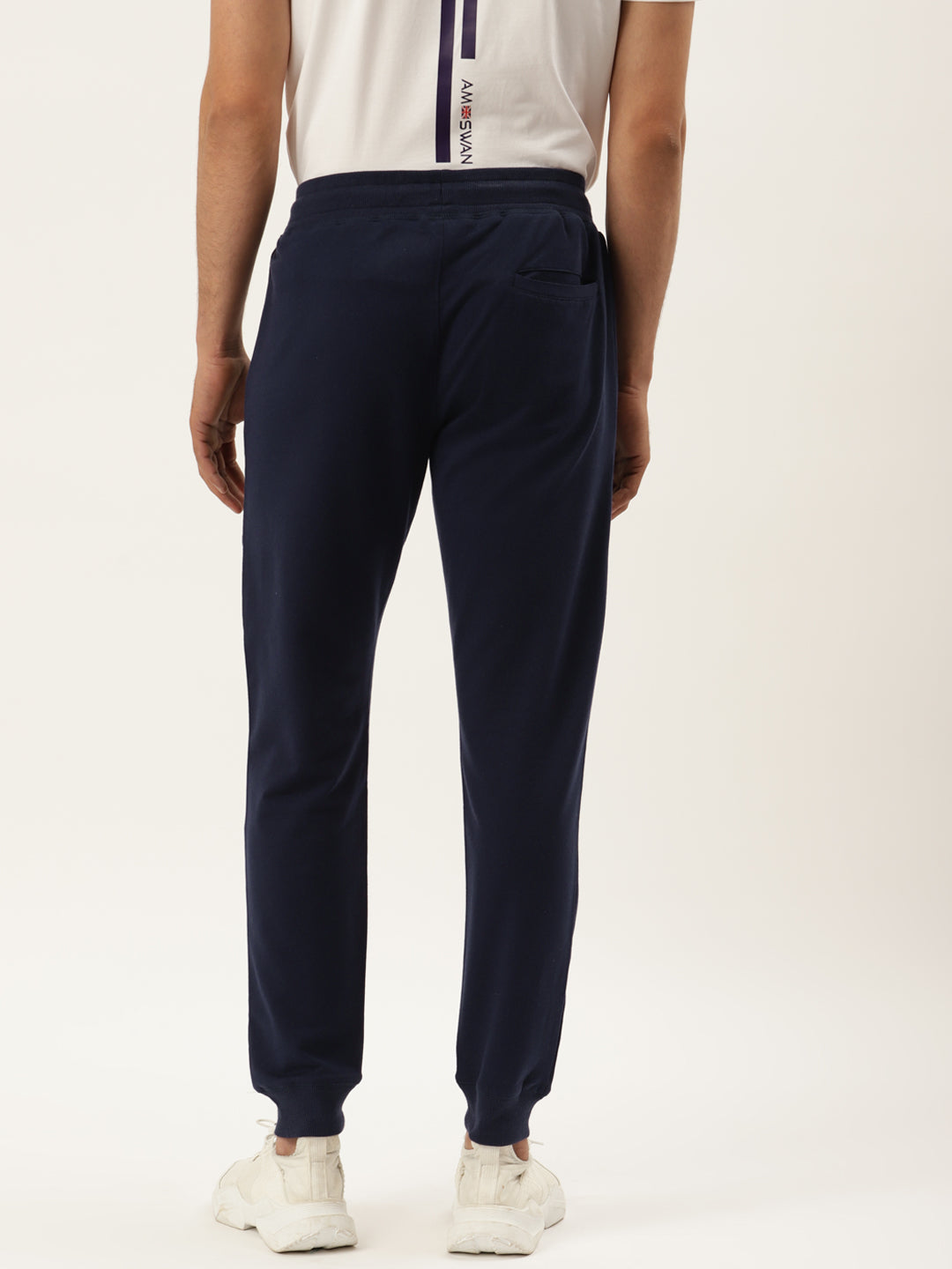 Mens Cotton Rich Lycra With Contrast Panel Printed Track Pants