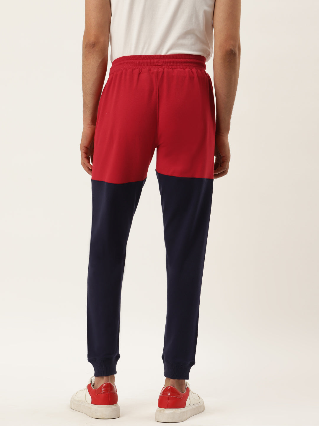 Mens Cotton Rich Lycra With Contrast Panel Printed Track Pants