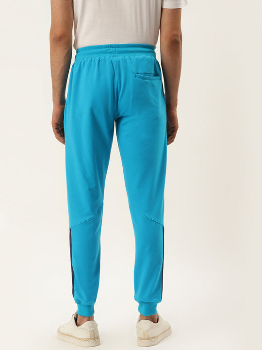 Mens Cotton Rich Lycra With Contrast Panel Printed Track Pants