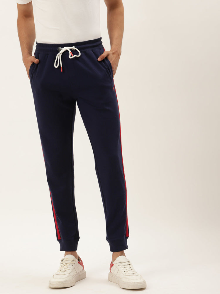 Mens Cotton Rich Lycra With Printed Tape Track Pants