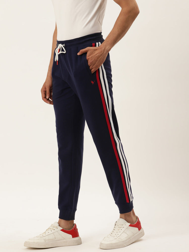 Mens Cotton Rich Lycra With Printed Tape Track Pants