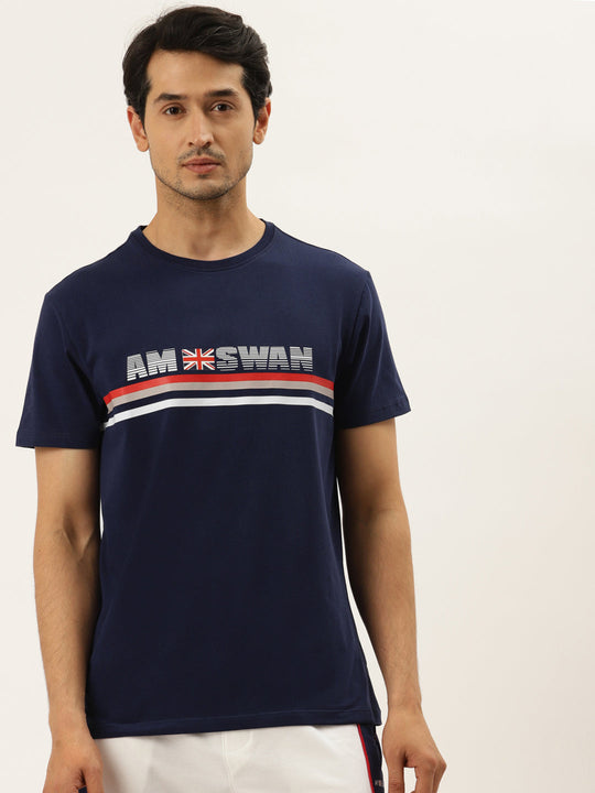 Mens Cotton Rich Lycra Graphic Half Sleeve Crew Neck T-Shirts