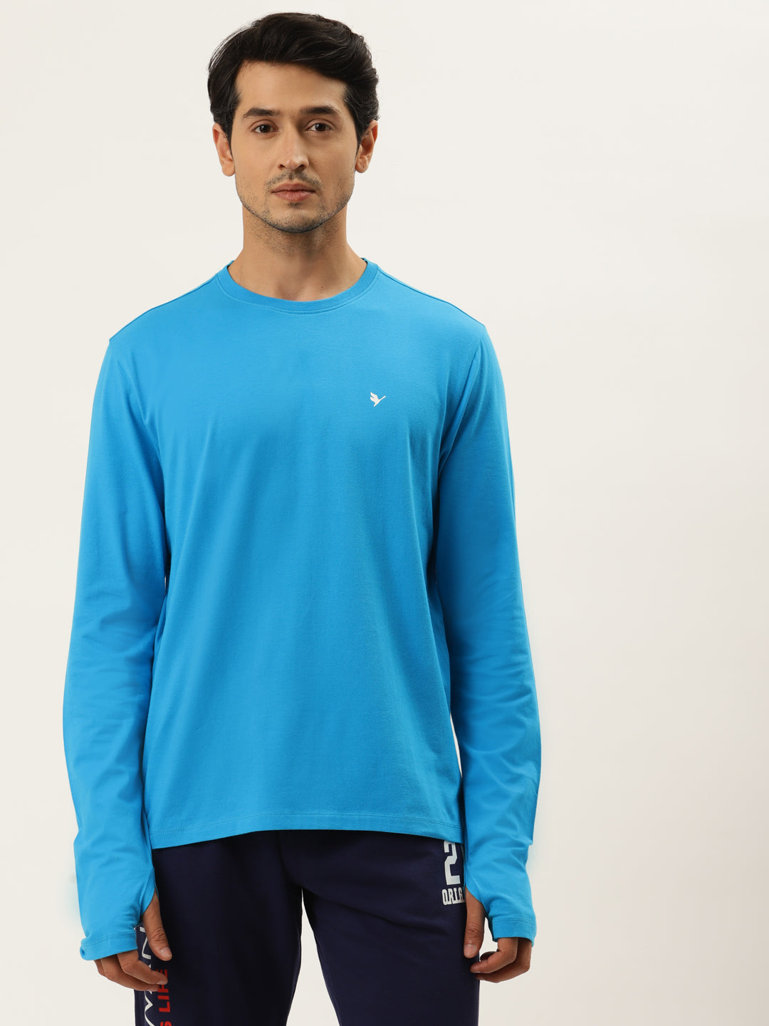 Mens Cotton Rich Lycra Solid Full Sleeve Crew Neck T-Shirts