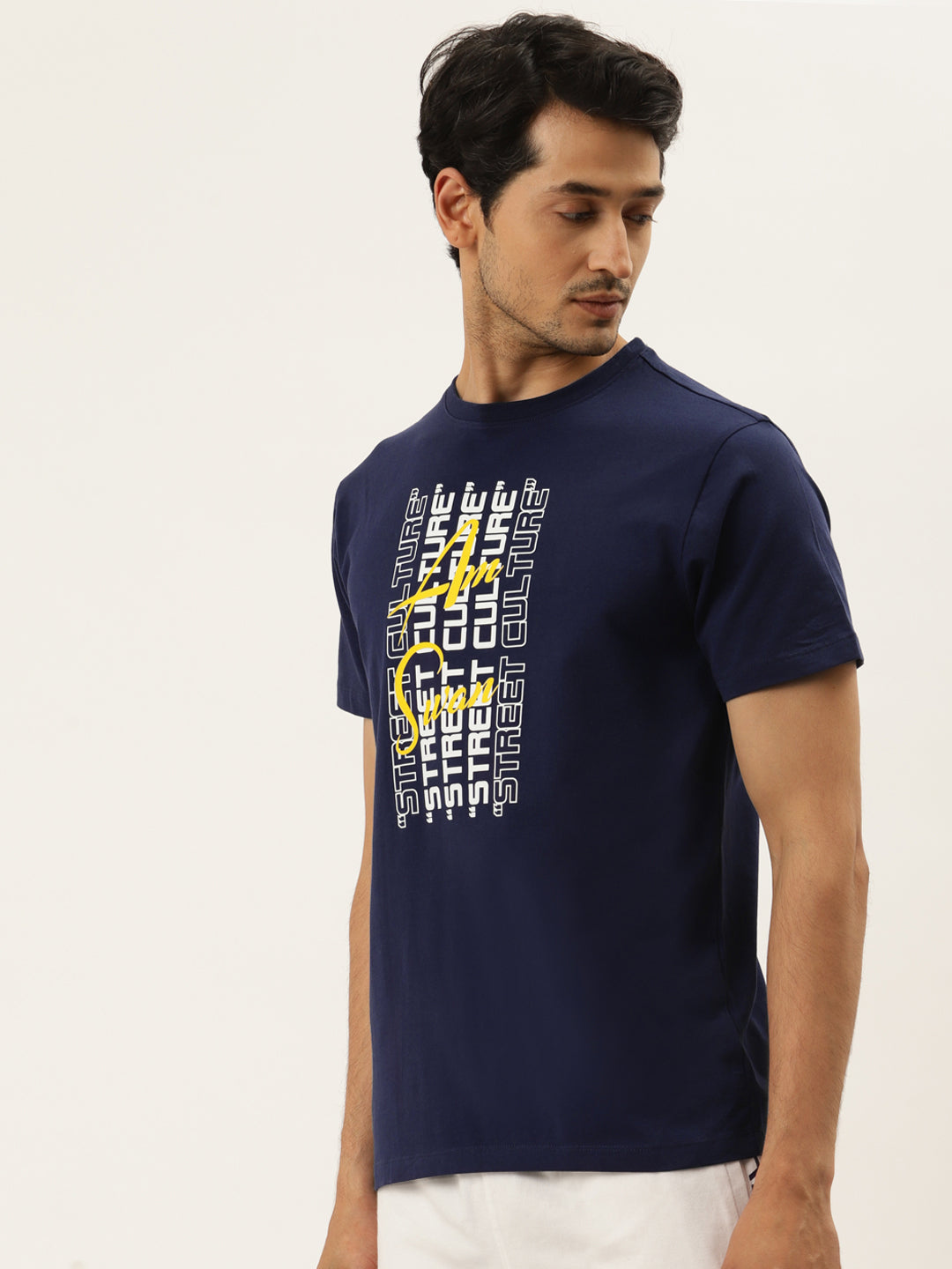 Mens Premium Cotton Lycra Printed Half Sleeve Crew Neck T-Shirts