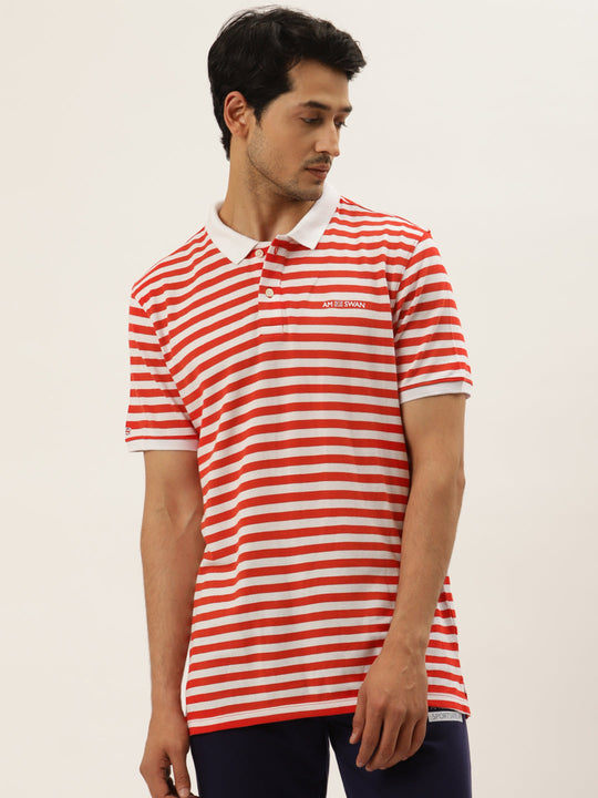 Premium Red Striped Half Sleeve Polo