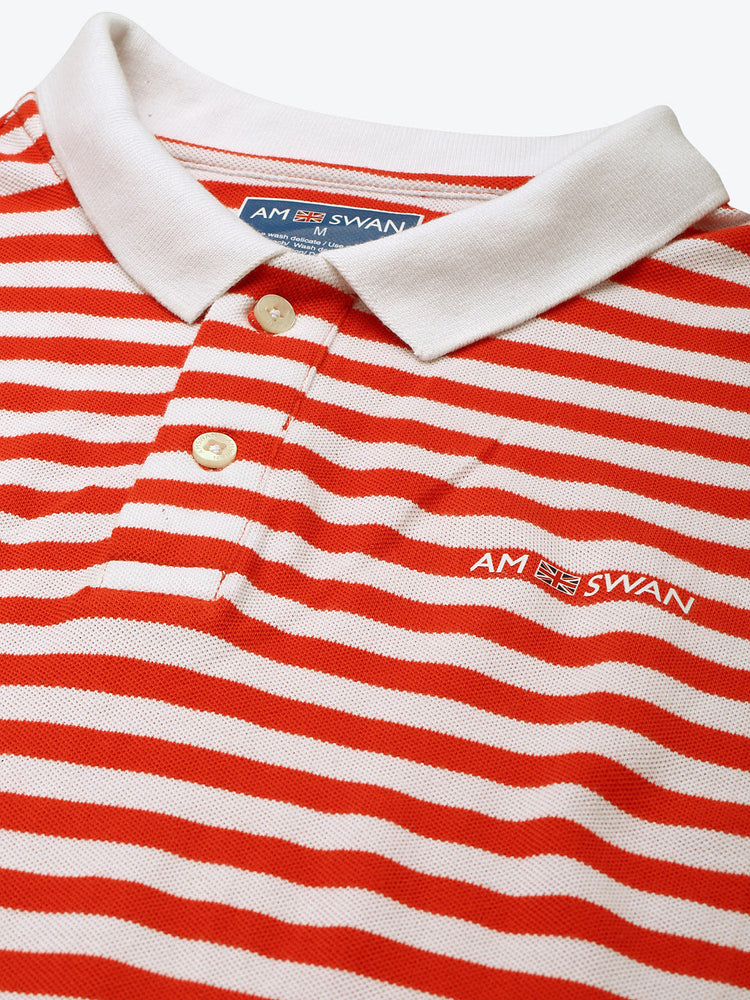 Premium Red Striped Half Sleeve Polo