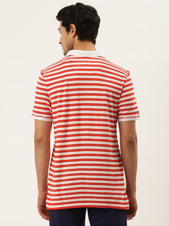 Premium Red Striped Half Sleeve Polo