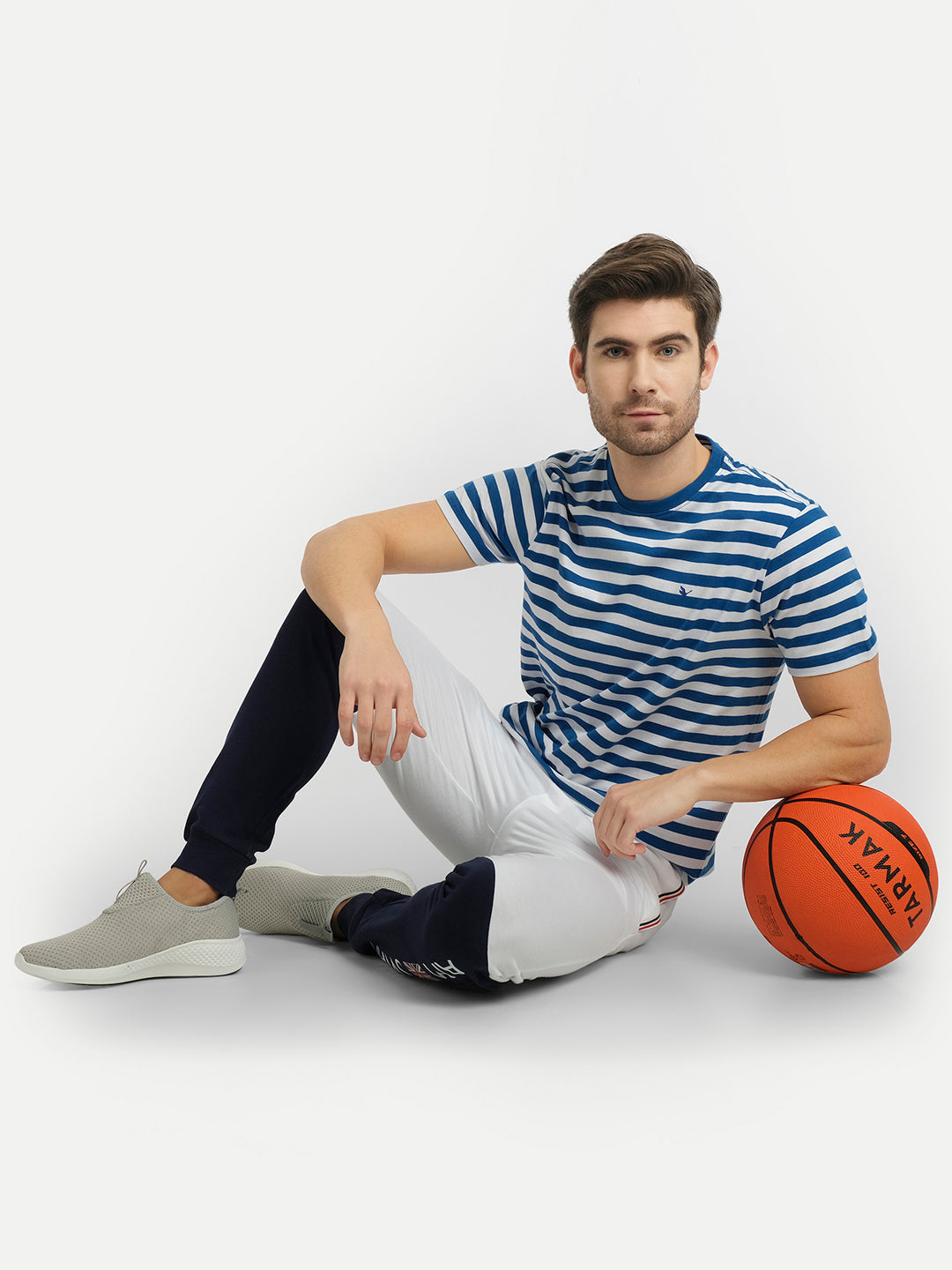 Mens Premium Cotton Striped Half Sleeve Crew Neck T-Shirts