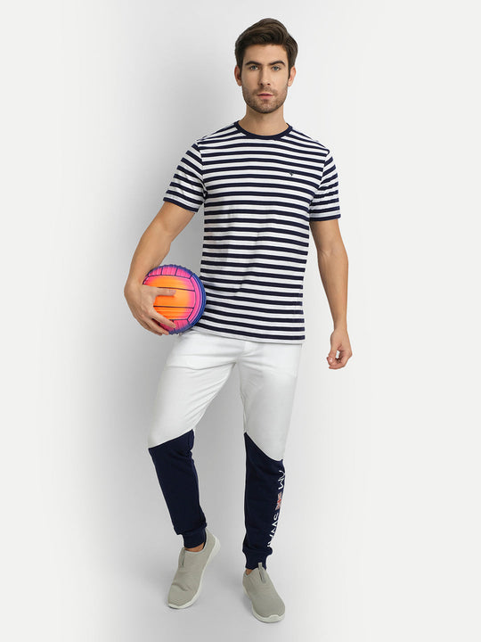 Mens Premium Cotton Striped Half Sleeve Crew Neck T-Shirts