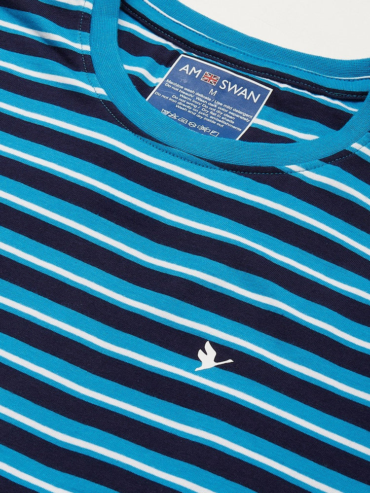 Mens Premium Cotton Striped Half Sleeve Crew Neck T-Shirts
