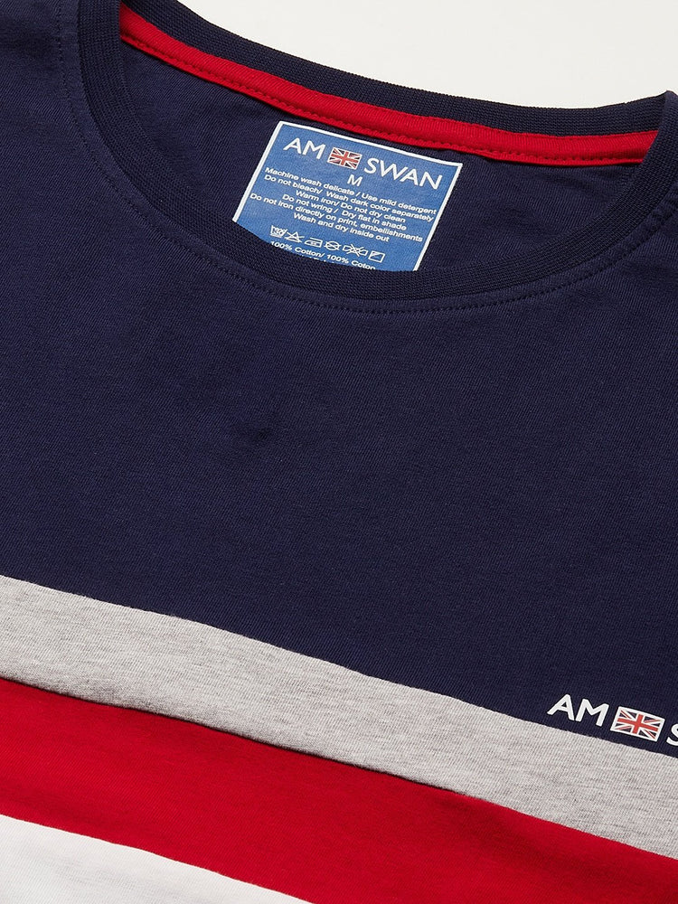 Mens Premium Cotton Colourblock Printed Half Sleeve Crew Neck T-Shirts