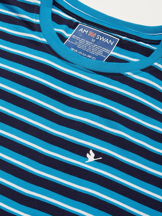 Mens Premium Cotton Striped Half Sleeve Crew Neck T-Shirts