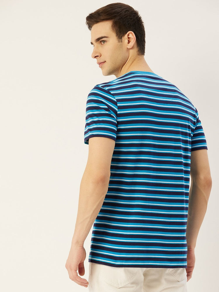 Mens Premium Cotton Striped Half Sleeve Crew Neck T-Shirts