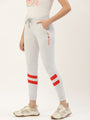 Womens Premium Grey Cotton Lycra Smart Fit Printed Track Pant