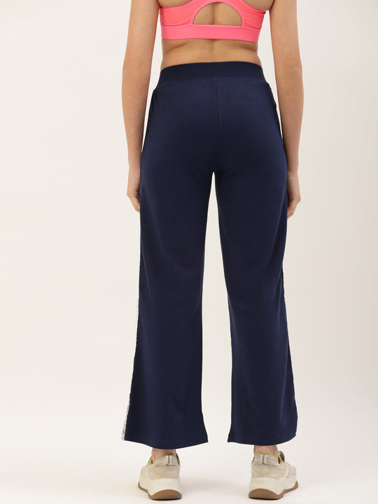 Womens Cotton Lycra Smart Fit Printted Tape Track Pants