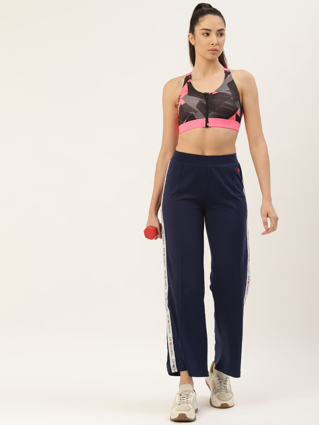 Womens Cotton Lycra Smart Fit Printted Tape Track Pants